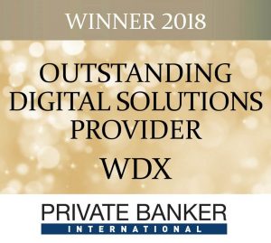 Graphic showing Wealth Dynamix as the winner for ‘Outstanding Digital Solutions Provider’ at the Private Banker International awards