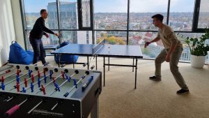 Table tennis at new Wealth Dynamix Vilnius Office